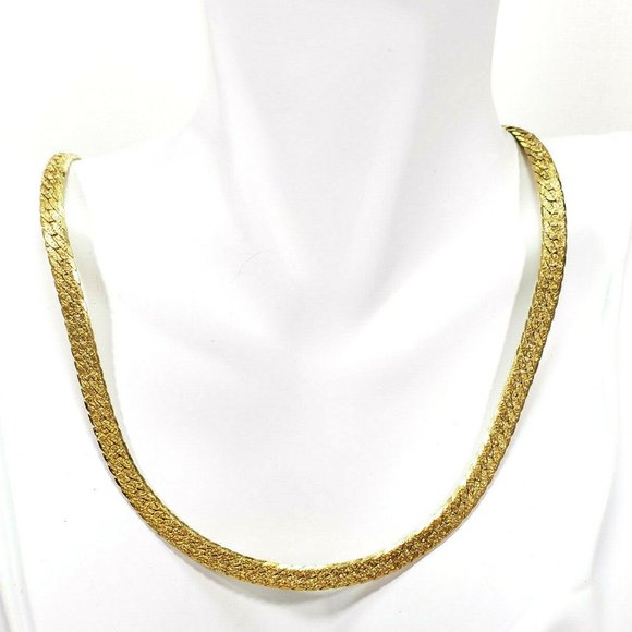 Unbranded Jewelry - Textured Gold Tone Herringbone Necklace 18"